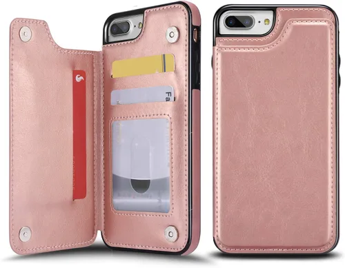 Miniatura 16 de Funda de piel tipo cartera para iPhone con (dos cierres magnéticos), (ranuras para tarjetas) función atril