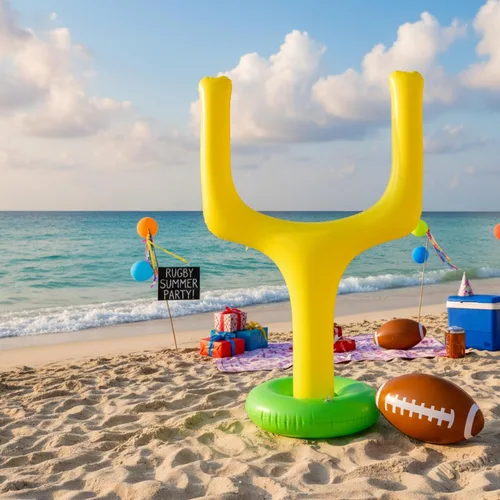 Miniatura 5 de Hungdao El kit de 4 piezas de suministros para fiesta de fútbol incluye 2 postes de portería de fútbol inflables gigantes y 2 pelotas gigantes