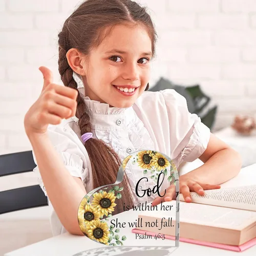 Miniatura 4 de Gerrii Regalos cristianos para mujeres, regalos religiosos inspiradores, versículo de la Biblia, decoración de escritorio, placa acrílica