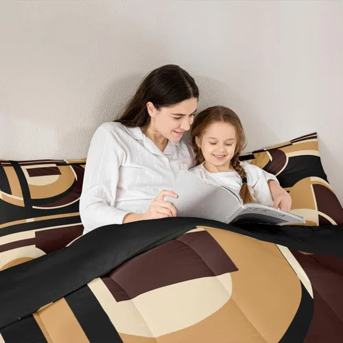 Miniatura 6 de Feelyou Juego de ropa de cama abstracta suave para niños y niñas, juego de edredón geométrico tamaño individual, edredón de rayas de microfibra