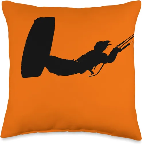 Kitesurf Gifts and Surf Lover Tees by taiche Kiter Action - Almohada de kitesurfer estilo libre, color negro, 16 x 16 pulgadas, multicolor
