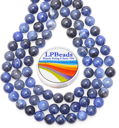 Miniatura 24 de LPBeads 100 piezas de cuentas sueltas de jade blanco natural pulido de 8 mm y redondo con cordón elástico para hacer joyas y pulseras Jade blanco