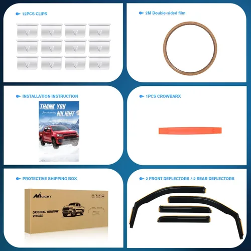 Miniatura 5 de Nilight Protectores de lluvia duraderos para Ford F150 Super Crew 2009-2014, F150 SVT Raptor 2010 2011 2012 2013 2014, viseras de ventana