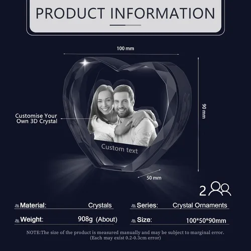Miniatura 2 de Foto de cristal 3D, regalo personalizado para mujeres, hombres, mamá, papá, pareja, imagen personalizada en marcos de fotos de cristal, regalo