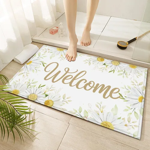Miniatura 15 de Tapete de baño de mármol blanco y negro, antideslizante, lavable, de secado rápido, para entrada, interior y exterior, lavandería, 17 x 30 pulgadas