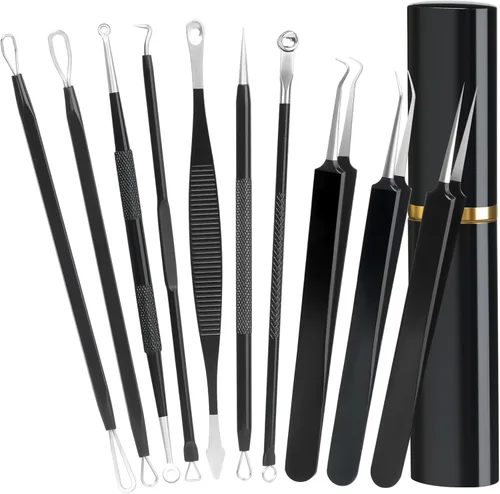 Miniatura 8 de Kit de herramientas para reventar espinillas, 10 unidades, removedor profesional de puntos negros, extractor de comedones para una fácil extracción