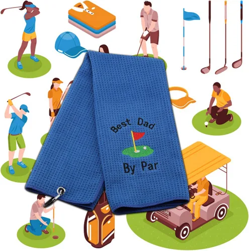 Miniatura 9 de JXGZSO Toalla de golf bordada para papá, toalla de golf bordada con clip (Best Dad by par)
