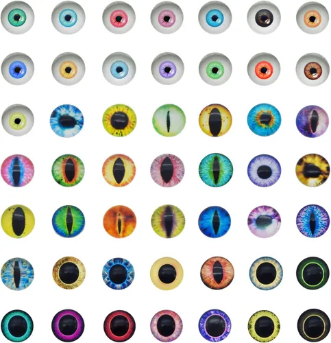 Miniatura 7 de JJG QAZ - 120 piezas (60 pares) de cristal redondo de cristal mixto de 0.236 pulgadas (60 pares) de ojo de dragón ojo de dragón ojo de gato