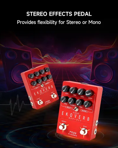 Miniatura 3 de FLAMMA FS22 - Pedal de efectos combo de delay y reverberación estéreo para guitarra ambiental con 3 pares de efectos combo, delay inverso, Combo