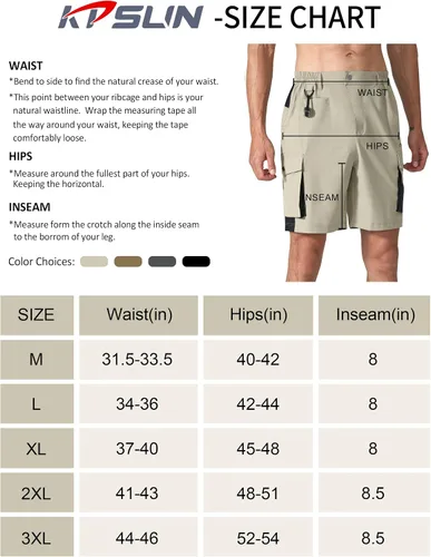Miniatura 6 de KPSUN Pantalones cortos de senderismo para hombre, pantalones cortos tácticos, ligeros, casuales, de golf, para pesca, viajes, campamento