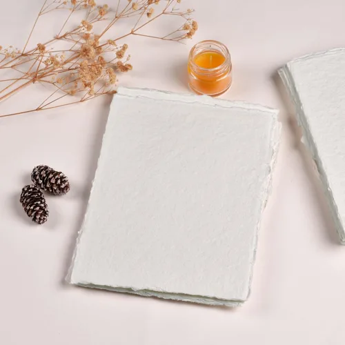 Miniatura 6 de 400 GSM / 25 hojas - Papel de dibujo/boceto de acuarela rugoso/texturizado - 31.8 cm x 24.1 cm - Papel de algodón con borde envejecido hecho a mano