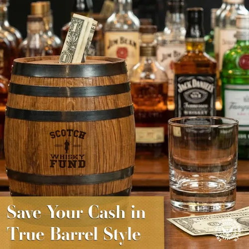 Miniatura 2 de Thousand Oaks Barrel Co. - Hucha de madera hecha a mano para adultos, ahorro de dinero para dinero real, billetes y monedas, grande de 6.5 x 4.5 x