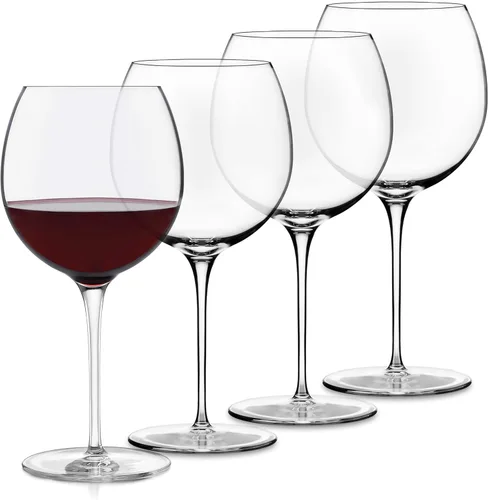 Libbey Signature Kentfield Copas de Vino Globo, Copas de Vino Tinto Grandes y Elegantes de 24 Oz, Juego de 4, Copas de Vino de Tallo Largo para