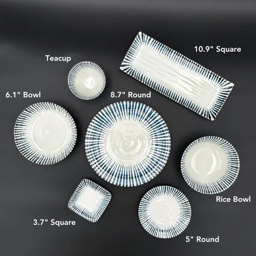 Miniatura 7 de Platos japoneses para servir, platos de 5 pulgadas, azul y blanco, juego de 4 4 unidades redondas de 5 pulgadas