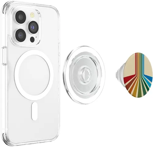 Miniatura 4 de PopSockets MagSafe PopGrip de estilo retro de los años 70 con diseño de rayas multicolor para iPhone