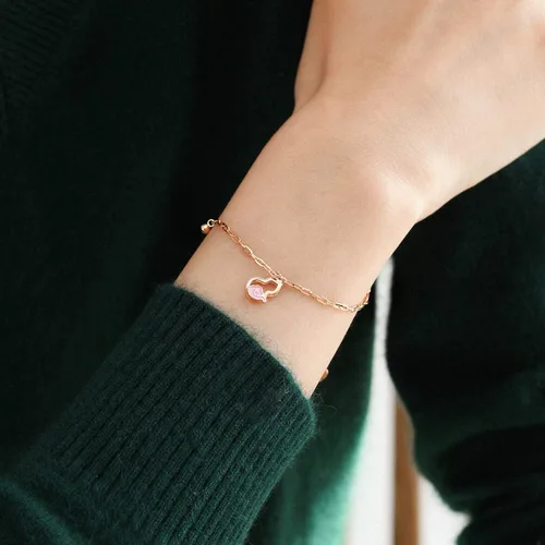 Miniatura 4 de CHOW SANG SANG Regalo para el Día de la Madre 18K Oro Rosa Calabaza Esmalte Rosa (Wulu) Pulsera de nube auspiciosa, collar para madres mamá