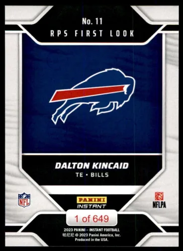 Miniatura 2 de Football NFL 2023 Panini Instant RPS First Look #11 Dalton Kincaid Bills