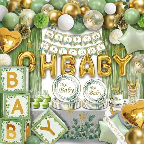 Miniatura 10 de Decoraciones de oso para baby shower, 80 globos, 4 bloques de grano de madera con letra, telón de fondo con texto en inglés "We can bearly wait