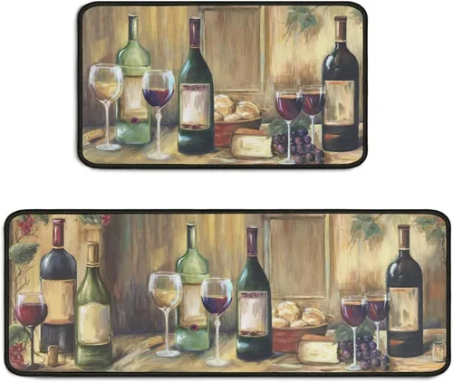 Miniatura 11 de Juego de 2 alfombras de cocina de mal de ojo, psicodélicas, antideslizantes, impermeables, cómodas, para decoración del hogar, sala de estar, 17 x
