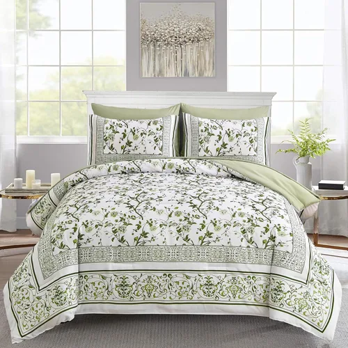 Miniatura 13 de Dobuyly Floral Comforter Twin Size Set, 5 Piece Bed in a Bag Blue Flowers on White Botanical Bedding Set, Soft Microfiber Bedding Comforter Sets for