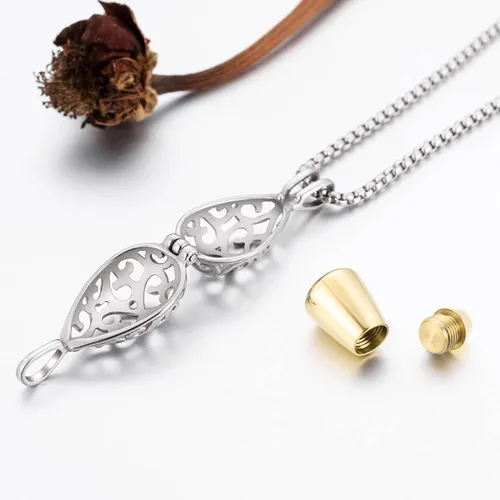 Miniatura 4 de XIUDA Collar de urna personalizado para cenizas humanas, collar de cenizas de flor de loto con mini urna de recuerdo, joyería de cremación