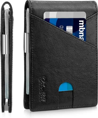 Miniatura 30 de Zitahli - Billeteras delgadas RFID para hombres, billetera de cuero flexible con clip de dinero, cartera minimalista con bolsillo frontal