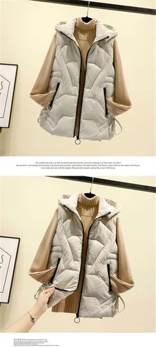 Miniatura 3 de Chaleco desmontable con cremallera para mujer, primavera, otoño, invierno, moda, casual, para mujer, bonito, cálido, para mujer, ropa exterior