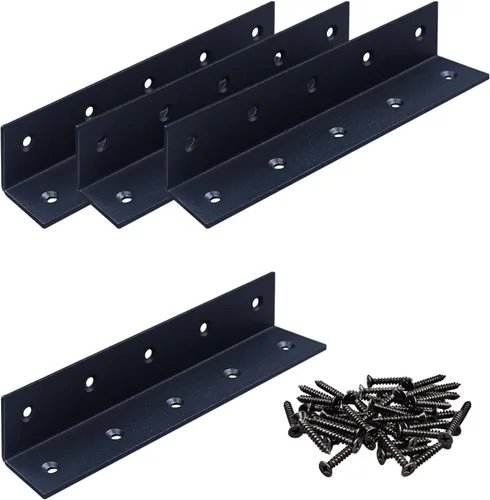 Miniatura 7 de 8 soportes de hierro de ángulo recto de 2.76 pulgadas de largo con tornillos, 2.76 x 1.57 x 1.57 pulgadas, soporte de esquina de 90 grados