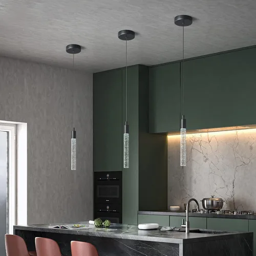 Miniatura 2 de Iluminación colgante moderna para isla de cocina Luz colgante regulable LED acabado negro Mini iluminación colgante de cristal para dormitorio