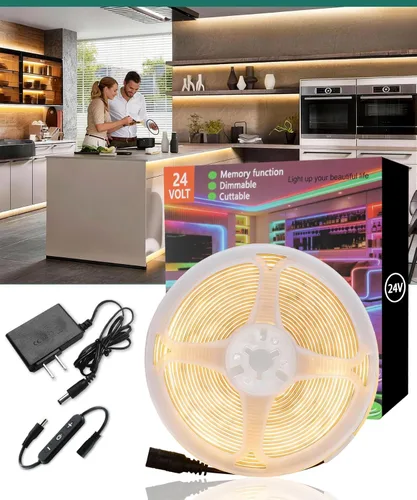 Miniatura 12 de Tira de luces LED COB verde de 10 pies, 24 V, regulable, alta CRI95+, ultra brillante, flexible, tira de luces LED, tira de luces para el día de San