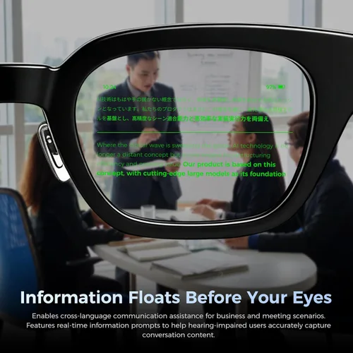 Miniatura 2 de Lentes inteligentes AR con pantalla de visualización, cámara HD integrada y control de anillo, lentes de teleprompter de privacidad AI HUD