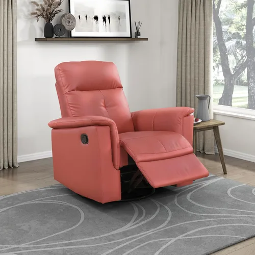 Miniatura 18 de Lexicon Silla reclinable giratoria, sillón reclinable manual de cuero de grano superior, cómodo sillón reclinable para guardería, silla reclinable