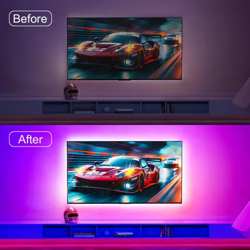 Miniatura 2 de Nexillumi - Luces LED para TV, retroiluminación LED de 13.2 pies para 32-65 pulgadas, tira de luces LED RGB detrás de la TV, control remoto por