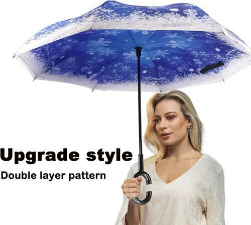 Miniatura 6 de SIEPASA - Paraguas invertido con mango en forma de C, resistente al viento y a los rayos UV, para mujeres y hombres.