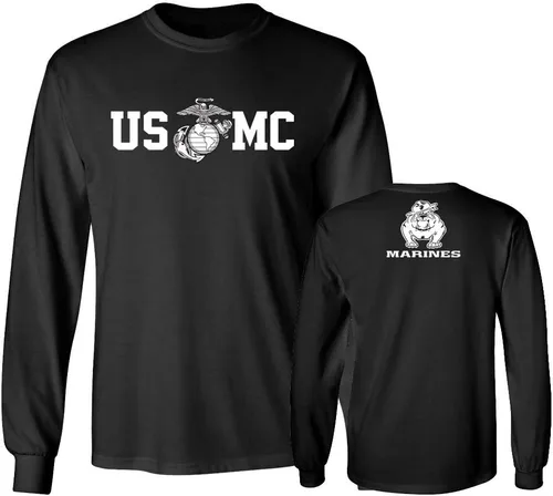 Miniatura 2 de Lucky Ride Marine Corps Bull Dog Front and Back USMC - Camiseta de manga larga para hombre