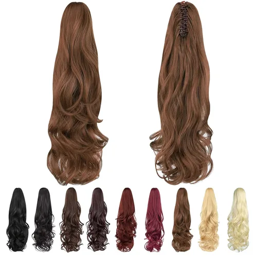Miniatura 8 de Extensión de cola de caballo, extensiones de cabello con clip de garra de 24 pulgadas, extensiones de cabello largo y lacio, extensión de cabello