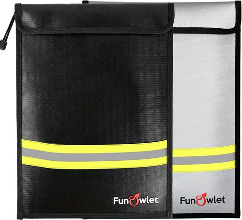 Miniatura 8 de Bolsa de documentos de dinero impermeable ignífuga – Bolsas con cremallera mejoradas de 15 x 11 pulgadas, bolsa organizadora de almacenamiento Negro