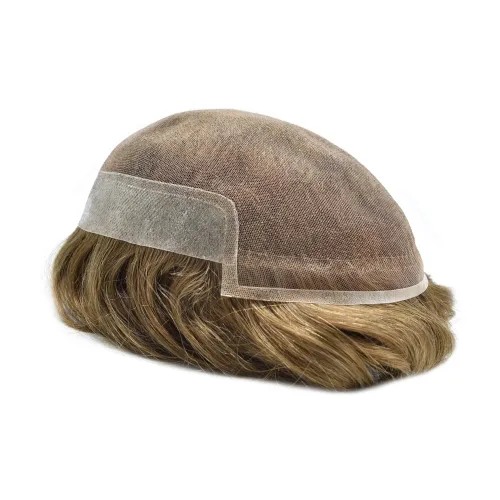 Miniatura 18 de Tupé para hombre Remy pieza de cabello humano para hombres encaje tupé para hombres nudo blanqueado sistema de reemplazo de cabello para hombre