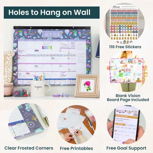 Miniatura 6 de bloom daily planners Calendario de escritorio 2026-2027 – Calendario de pared grande del año académico (julio de 2026 a julio de 2027) – 21 x 16
