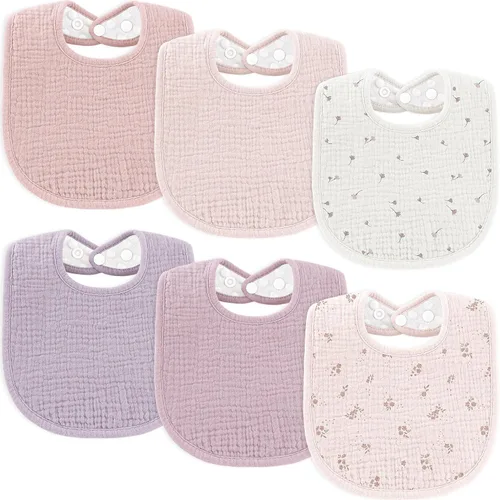 Miniatura 12 de Susurration Baberos de muselina para bebé, paquete de 6 baberos de algodón para bebé, baberos suaves ajustables para babeo unisex para niños y niñas