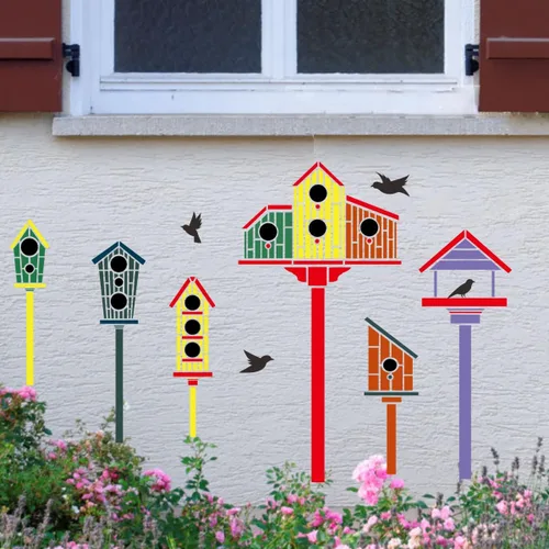 Miniatura 7 de Plantillas de valla de jardín para exteriores, plantillas de casa de pájaros grandes, plantilla de dibujo reutilizable para valla de jardín