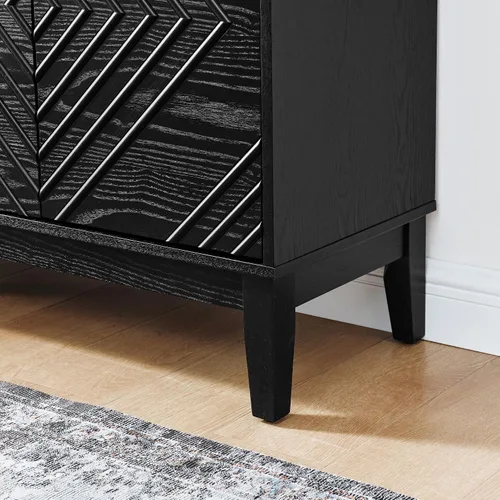 Miniatura 8 de Henf Mesa consola moderna de 47.2 pulgadas, diseño ondulado, mesa de entrada con 3 cajones y 3 estantes ajustables, mesas de sofá de madera