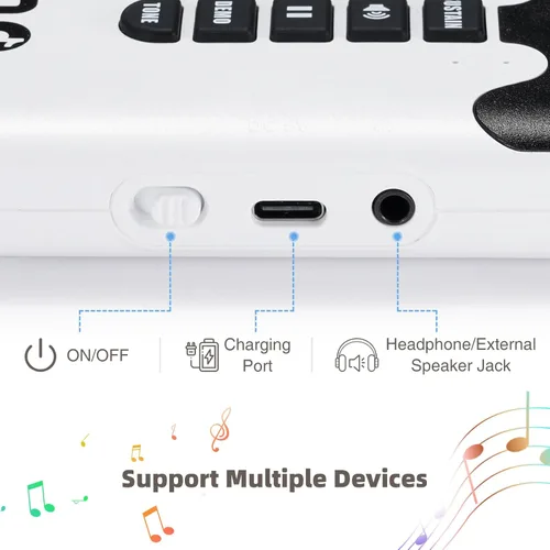 Miniatura 6 de POGOLAB Piano de teclado enrollable de 49 teclas, teclado plegable eléctrico digital portátil, recargable, 8 tonos, 6 canciones de demostración Arco