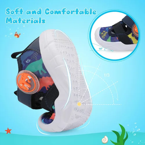 Miniatura 6 de JIASUQI Zapatos de agua para bebés y niños pequeños, sandalias de agua de secado rápido para niños pequeños, zapatos de playa y piscina