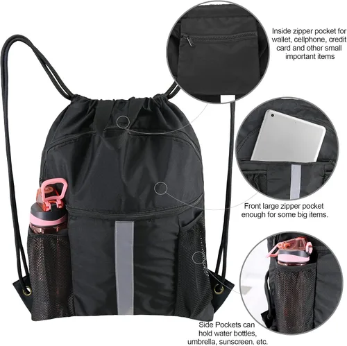 Miniatura 4 de BeeGreen Mochila con cordón y compartimento para zapatos, mochila unisex