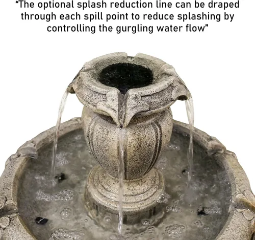 Miniatura 7 de Fuente de agua de piso al aire libre de 48" de alto, fuente de agua de hormigón de 3 niveles con bomba eléctrica sumergible - Cascada en cascada