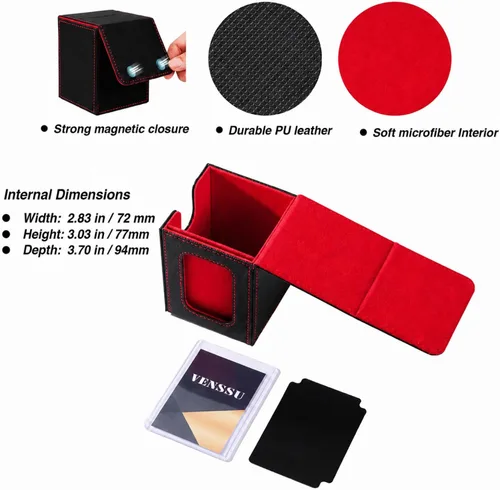Miniatura 6 de Venssu MTG Caja de cubierta para pantalla Commander, caja de cartas para 100 tarjetas de doble funda, almacenamiento de tarjetas TCG con 2 divisores