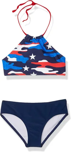 Miniatura 24 de Kanu Surf Mahina bikini halter de 2 piezas para niñas, traje de baño para playa mahina azul