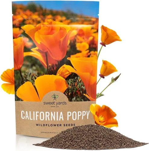 Miniatura 14 de Semillas de flores silvestres de amapola naranja de California, paquete a granel de 1 onza, más de 20,000 semillas nativas, flor del estado