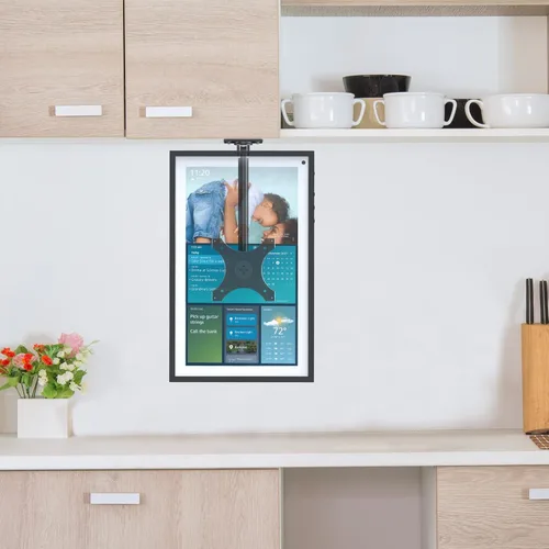 Miniatura 8 de Soporte para debajo del gabinete de cocina compatible con Echo Show 15, altura ajustable, soporte giratorio de inclinación giratoria, hacia adelante
